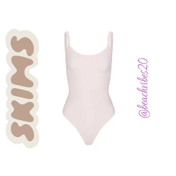 SKIMS Cotton Jersey Scoop Neck Bodysuit Barley Pink Medium NWT - Picture 3 of 3